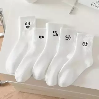 Meias femininas primavera outono inverno engraçado dos desenhos animados Emoticon pacote casal versão coreana meias espo