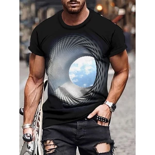 2024 Summer Outdoor Leisure 3D Elementos de Verão Elementos de Moda Masculina T-Shirt de manga curta da moda masculina