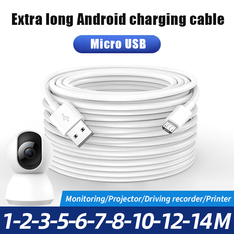 Cabo Carregador Micro USB De 3m/5m/10m Para Câmera De Telefone Inteligente Android Estendido