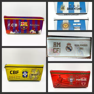 Free Shipping Football Saco de papelaria do Clube de Futebol Saco de papelaria 22 * 9cm Copa do Mundo Caixa de Lápis da Equipe Nacional Brasil Argentina Royal Madeli Pasa Paris