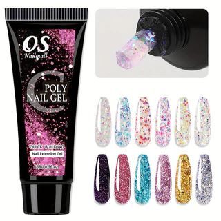 15ML Poli Prego Gel Extensão Do-12 Cores Glitter Construtor Ferramenta De Manicure em Oferta na Shopee