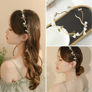 Moda Coreana Pérola Flor Bandana Elegante Borla Faixa De Cabelo Acessórios Para Mulheres