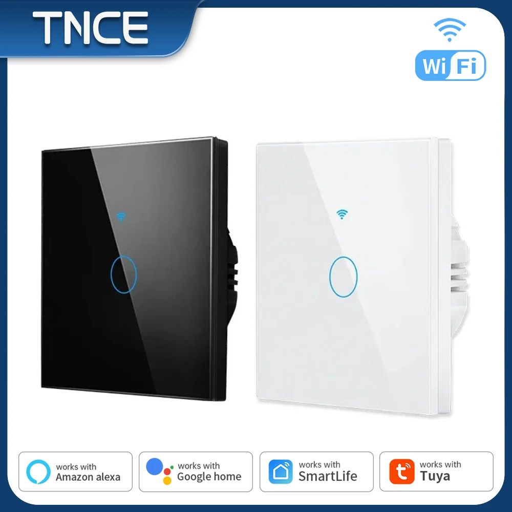 TNCE Tuya Smart RF433 Interruptor de Painel Glass Parede UE 1/2/3/4 com ...