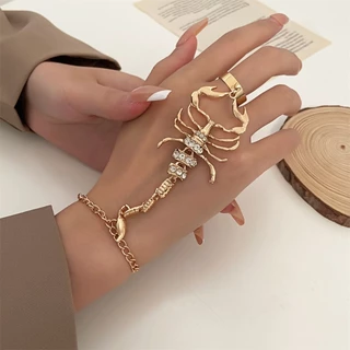 Pulseira Escorpião Exagerada De Dedo De Moda Para Mulheres Micro-Incrustada Zircon Gema Tridimensional