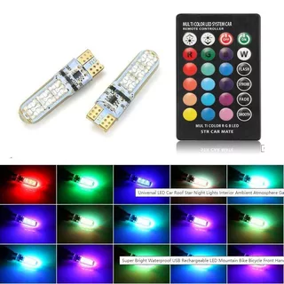 RGB T10 W5W LED 194 168 W5W 5050 SMD Carro Cúpula Luz De Leitura Automóveis Cunha Lâmpada Com Controle Remoto