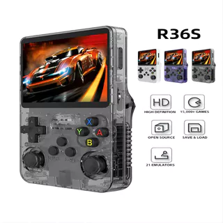 R36S Retro Console De Vídeo Game Portátil Sistema Linux De 3,5 Polegadas Tela IPS R35s Pro Pocket Video Player 64GB Jogos