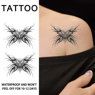 Sombra de borboleta dupla, adesivos de tatuagem temporários à prova d
