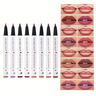 Caneta para os lábios Batom Líquido Fosco Caneta Batom Antiaderente Copo Brilho Labial Brilho Labial Cor Sólida Caneta para os lábios Suor impermeável de longa duração @-