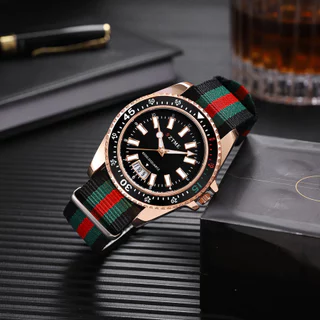 Novo Relógio Unissex Moderno: Luxuoso Quartzo Com Pulseira De Nylon Calendário E Ponteiro Luminoso Para Negócios Lazer
