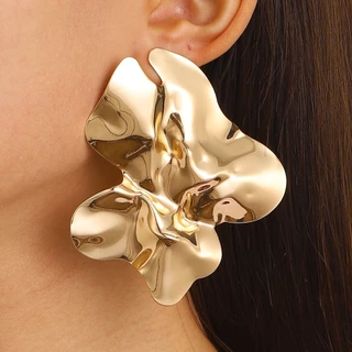 Novo Estilo Coreano Moda ins Metal Brincos Pregueados Irregulares Brincos Femininos Retro Classe Brincos Simples Jóias Assimétricas