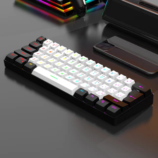 Teclado de filme de correspondência de cores de 61 teclas RGB Teclado luminoso Símbolo de personagem Luminoso Plug-and-P