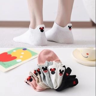 5 Pares Meias de Barco para Senhoras Meias Finas de Verão Meias Invisíveis Mickey Meias Invisíveis Não Caem Do Calcanhar Meias Curtas Simples de Cor Sólida