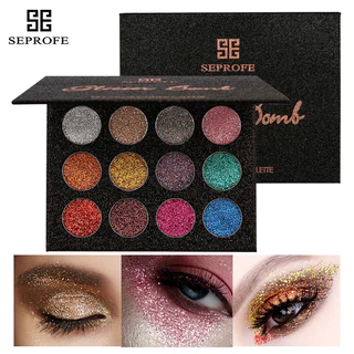 Paleta de sombras brilhantes de 12 cores Pó de brilho suave brilhando à prova d