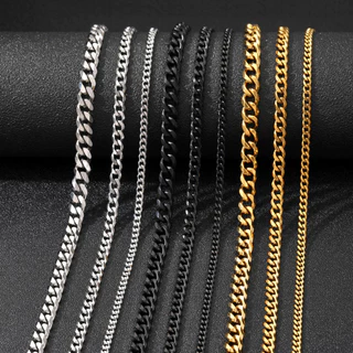 Colar Clássico Simples de Aço Inoxidável Clássico de Corrente de Metal Colar de Moda Tendência Hip-Hop Party Jewelry for Friends