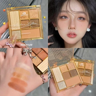 Sombra de sete cores Pôr-do-sol Matte Pearlescent Fine Glitter Destaque Lying Silkworm Maquiagem diária