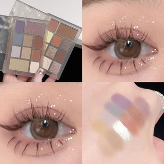 Paleta de sombras dez cores, Flash fino, cor terra, perolado, fosco, renderização de cores, clareamento, disco alto