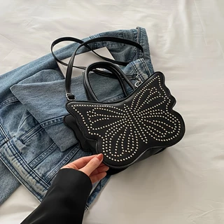 Bolsa Feminina Da Moda Para Mulheres Com Molas De Tendência Estética casual Nichos De Mercado De design 2024 Nova Borboleta De Mão De