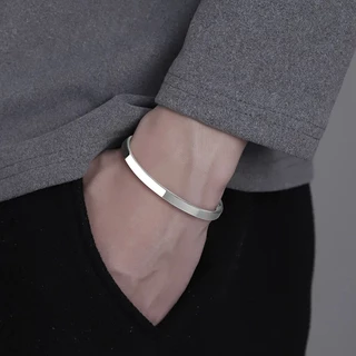 Design de Polimento de Aço Titânio de Alta Qualidade Pulseira Aberta de 6mm em forma de C Pulseira Aberta Homens Moda Mulher Pulseira Casual Punk Jóias de Casal
