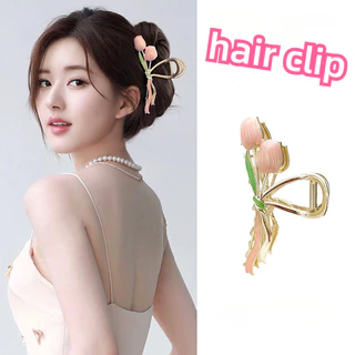 Elegante Tulipa Grampo De Cabelo Parte De Trás Da Cabeça Feminino Coreano Moda Tubarão Clipe Grandes Acessórios