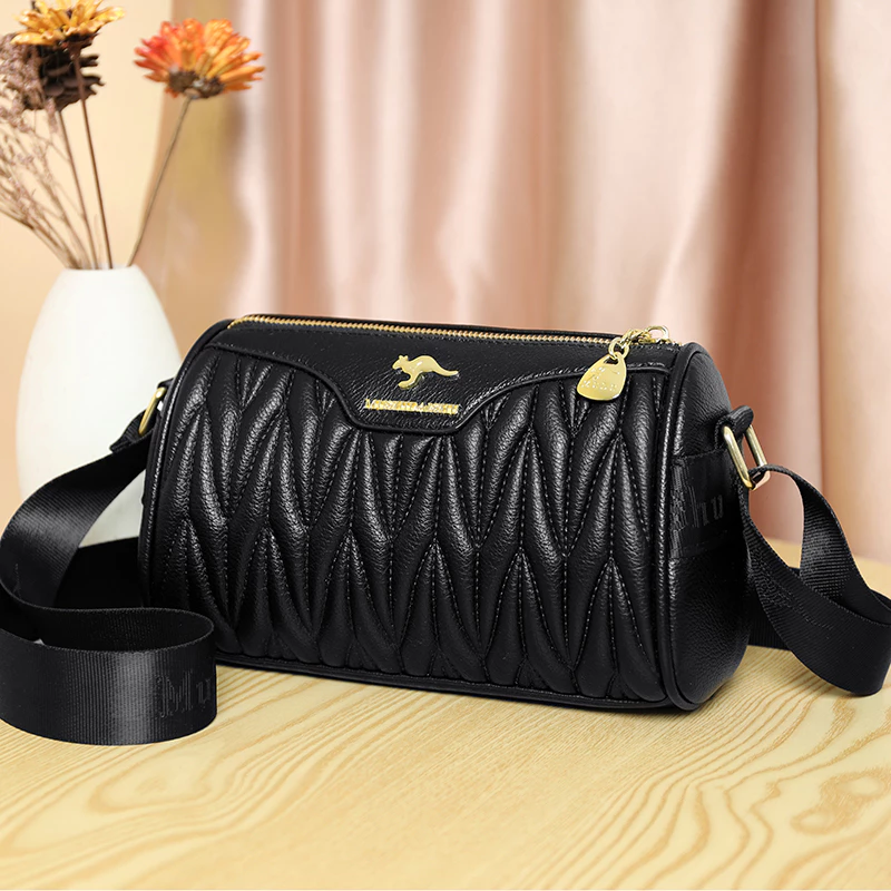 Bolsa para Senhoras Saco de Ombro Saco Cilindro PU Saco à prova d'água Saco com Zíper Saco Casual Feminino Saco Crossbody