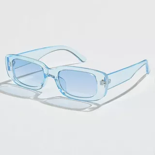 Clássico Rectângulo Vintage Óculos De Sol Mulher Desenho De Marca Lente Azul Claro Verde Rosa Feminino Eyewear UV400