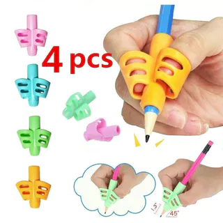 4 Pçs Dois Dedos E Segurar Silicone Bebê Aprendizagem Escrita Caneta Dispositivo De Correção Crianças Material Escolar P