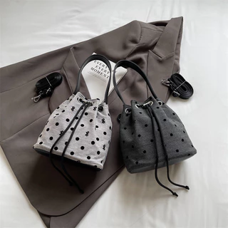 Desenho de Nicho Polka Dot Bow All-Match One-Shoulder High-End Sense One @