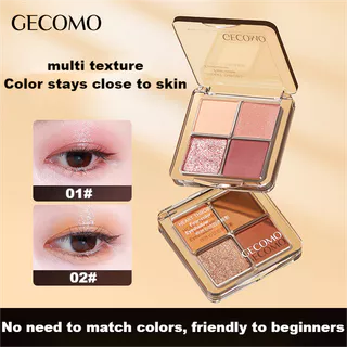 GECOMO Sombra De Quatro Cores Fosca Com Flash Fino Pérola Diamante Destaque Paleta De Sombras Cosméticos Acessíveis