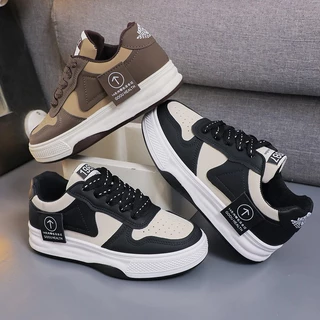 Primavera e outono nova moda com sapatos de sola grossa combinando com cores
