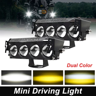 V4 Luzes De Motocicleta De 4 Lentes De Cor Dupla Faróis Quatro Olhos Altos E Baixos À Prova Dágua