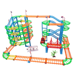 Com Conjunto de Trem de Pista, Toy Tram, Conjunto de Pista de Carro Elétrico, Melhorar a Imaginação, Faça Você Mesmo em Qualquer Lugar,