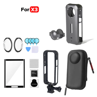 Para Insta360 X3 Lente Tela De Vidro Temperado Protetor Quadro Caso EVA Saco Armazenamento Silicone Com Capa