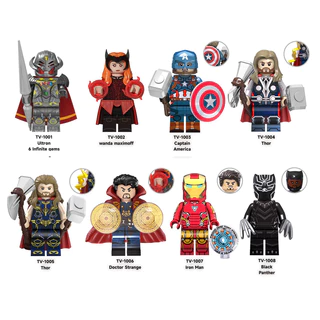 Super Heróis Filme Aranha Negra Ferro Médico Estranho Thor MK Pantera Homem Mini Bloco De Construção Figura Brinquedo Plástico TV6201