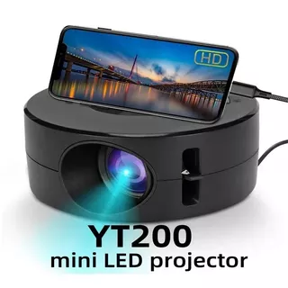 YT200 Projetor Portátil Mini Reprodutor De Vídeo Suporte Telefone Com Fio Conecte Home Theater