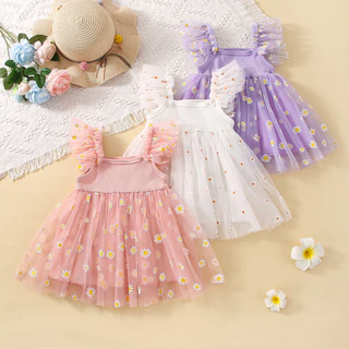 Vestido De Bebê Menina Flor Estampado Princesa Pequena Margarida Roupas Coreanas