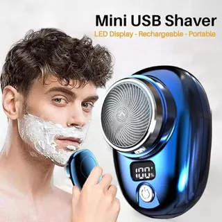 Mini Barbeador Elétrico Portátil USB Recarregável, Aparador de Barba Sem Fio, Viagens e Doméstico