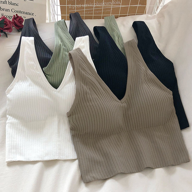 Seios Pequenos Pequenos Seios Pequenos Reunidos Estilo Fino Cor Sólida V-Neck Girls Underwear Seios Grandes Look Small Bra