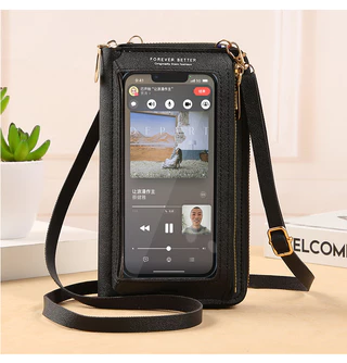 Bolsa para telefone celular com tela sensível ao toque Bolsa Diagonal Feminina Anti-furto Bolsa Multifuncional Transparente Moda Bolsa Pequena Bolsa para telefone celular