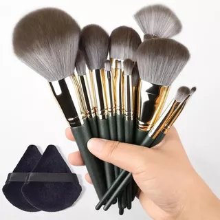 14Pcs Conjunto De Escovas De Maquiagem Profissional-Luxuosas Cerdas Macias E Fofas Para Pó , Sombra Dos Olhos , Fundição Blush-Aplicação De Beleza Tudo-Em-Um Sem Costura-Ideal