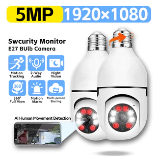 Câmera De Vigilância E27 Bulbo 5G Full Color Night Vision Rastreamento Automático Humano Zoom Monitor De Segurança Interna Wifi 1080P