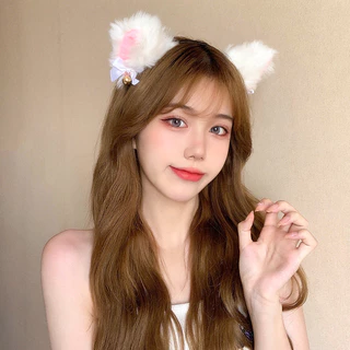 Orelhas De Gato De Pelúcia Fita De Orelha Para Mulher Estilo Coreano Elegante Festa De Cabelo De Menina Cosplay Acessórios De Moda