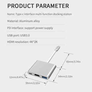 Adaptador WEETOTUNG USB-C Para HDMI 3 Em 1 - 4K, USB 3.0, 100W PD - Compatível MacBook, IPad
