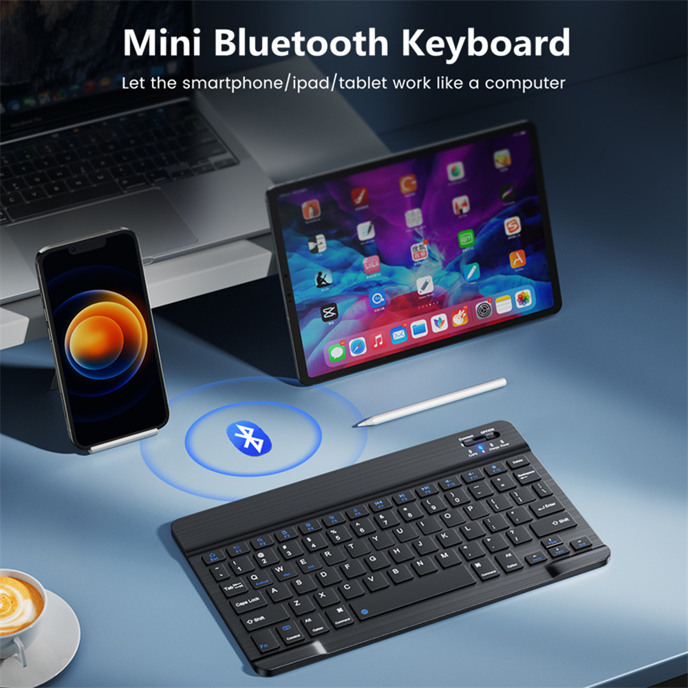 Mini Teclado Sem Fio Bluetooth Para ipad Telefone Tablet Portátil E