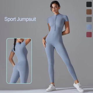Macacão Feminino De Manga Curta Leggings Roupa Esportiva Quick Dry One Piece Body Suit Tight Yoga Workout