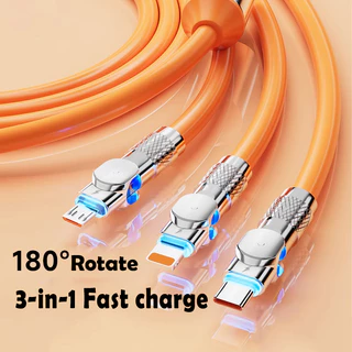 180°Cabo de dados de carregamento Super rápido giratório 120W / 3 em 1, um para três cabos de carregamento Três multifun