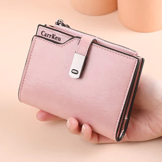 1 Peça Carteira de senhora de cor sólida Fivela Carteira de senhora de cor sólida Carteira de senhora de moda jovem Carteira Multi-cartões Carteira Multi-funcional de grande capacidade Carteira de moedas com zíper