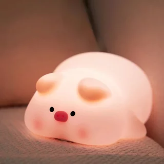 1 Piggy Silicone Pat Night Light Quarto Cabeceira Proteção para os Olhos Abajur de Mesa para Dormir