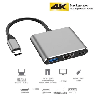 Adaptador USB C Para HDMI , Tipo OTG 3 Em 1 Hub , 4k & PD Carregamento Rápido Conversor Fêmea