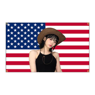 LE SSERAFIM Cowboy Chaewon Bandeira Americana Equipada Com 4 Argolas De Latão , Durável E Resistente Ao Desbotamento Decoração De Interiores
