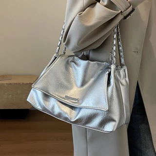 Ins New Casual Saco Casual de Superfície Macia Saco de Grande Capacidade Saco Feminino Popular Saco em Cadeia Saco em Cadeia Saco para o Ombro Wor